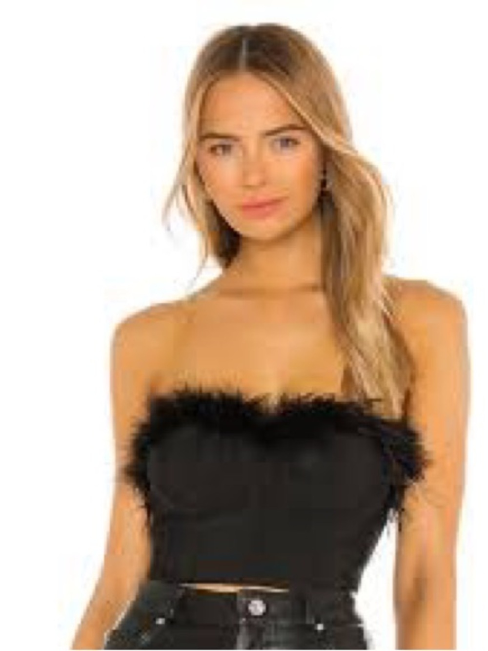 superdown Black Feather Trim Bustier